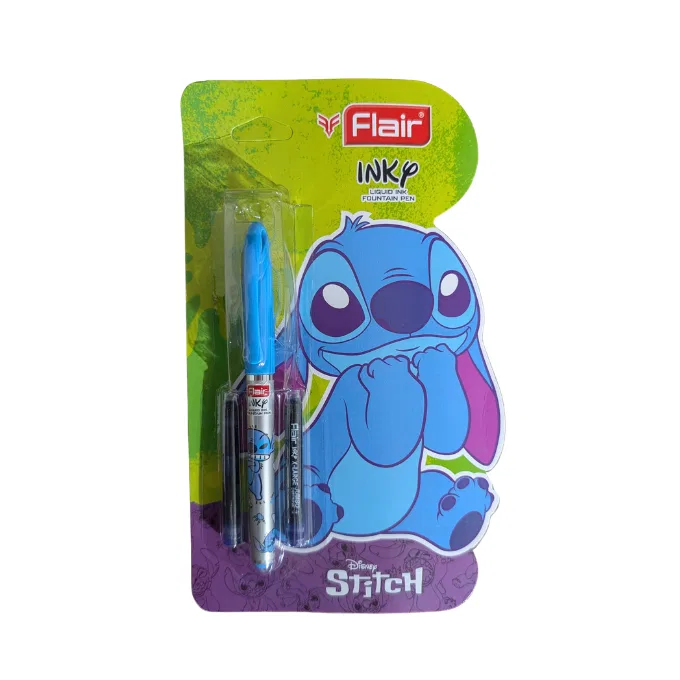 Flair ink pen / liquid ink / blue fountain pen ink / disnep stitch / pen ink system / blue gel pen / blue pen