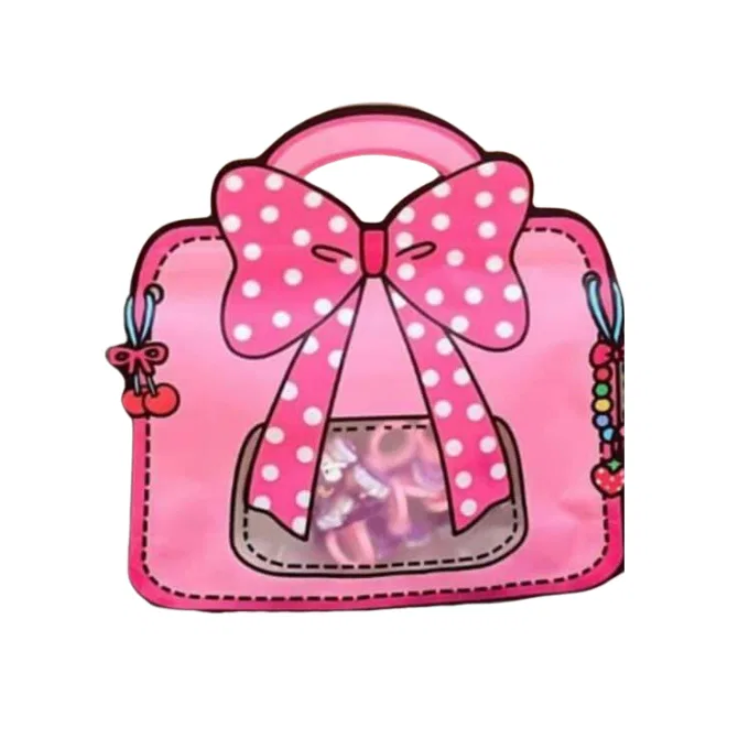  Cartoonish handbag design with bows / zip pouch