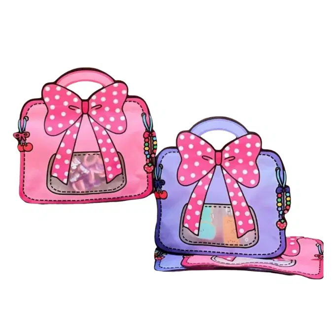  Cartoonish handbag design with bows / zip pouch