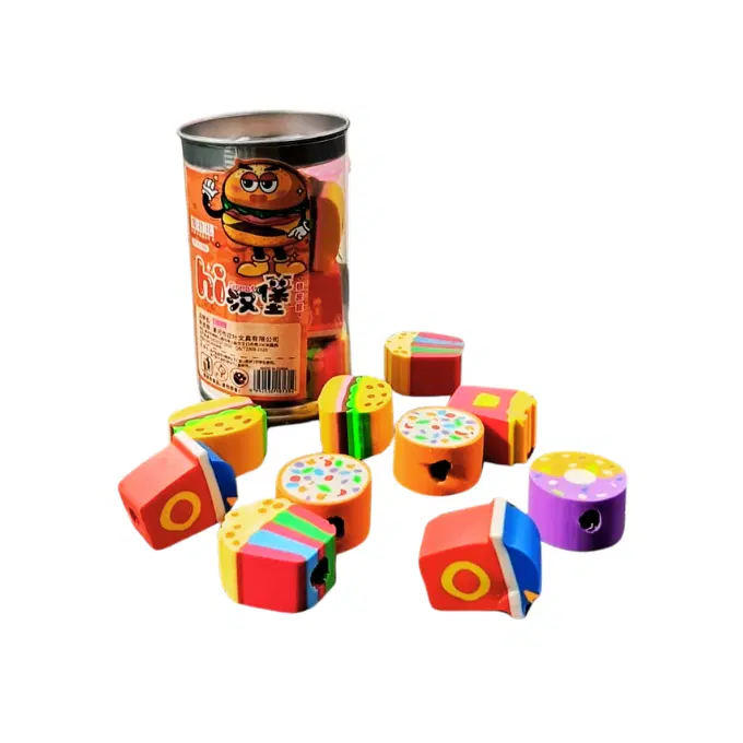 Snack erasers in a can / fancy erasers