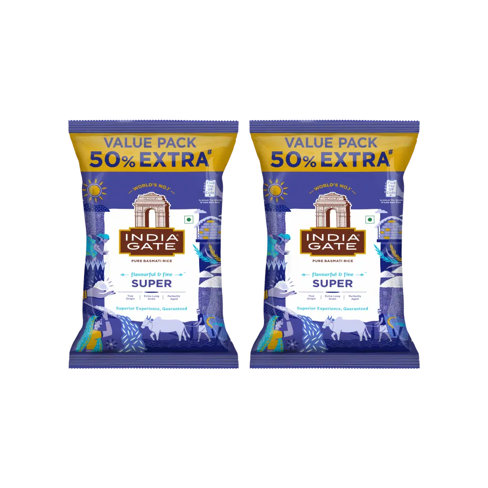 India Gate Super Basmati Rice (1 kg + 500 g) (Extra Long Grain)