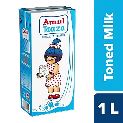 Amul Taaza Homogenised Toned Milk, 1 Ltr