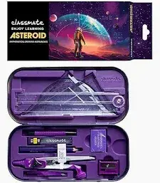 Classmate Asteroid Geometry Box Foldable 30cm scale With “auto press-lock Geometry Box (Purple)"