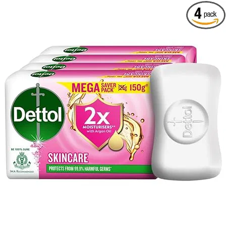 Dettol Skincare Moisturizing Beauty Bathing Soap Bar, 150gm each 600gm, Softer Skin, Pack of 4