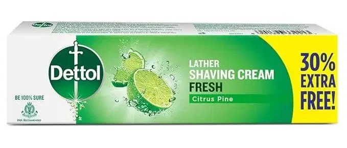 Dettol Lather Shaving Cream, Fresh Citrus Pine, 30% Extra