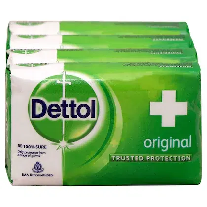 Dettol Original Bathing Soap Bar, Pack of 4,  60g Each