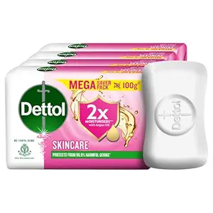 Dettol Skincare Moisturizing Beauty Bathing Soap Bar, 100gm each 400gm, Softer Skin, Pack of 4