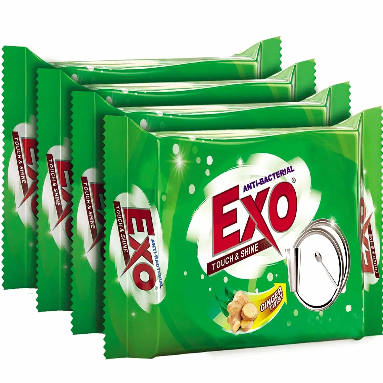 Exo Dishwash Bar, Anti Bacterial Pack of 4, 200g Each