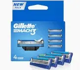 Gillette Mach 3 Manual Shaving Razor Blades - 4s Pack (Cartridge)