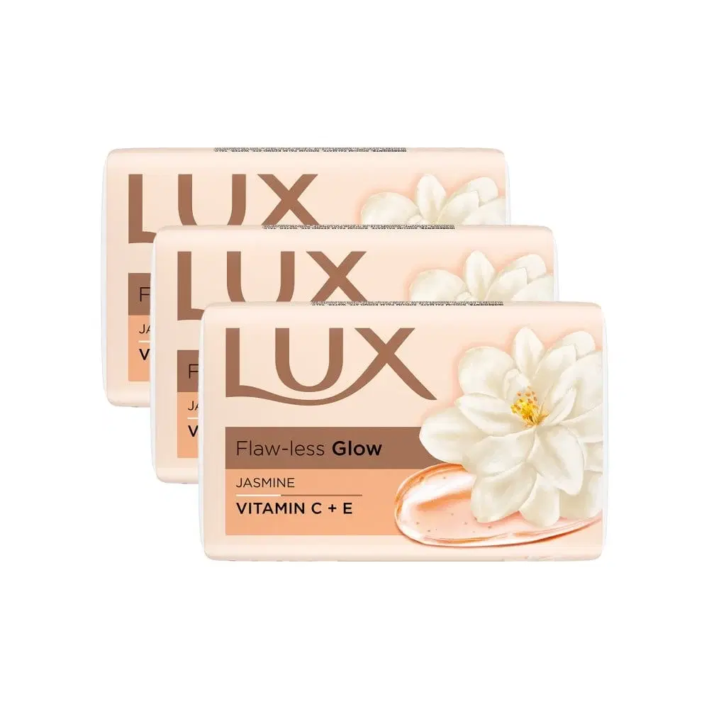 Lux Flawless glow Jasmine & Vitamin C+E Bathing Soap,  Mega Pack  (3 x 150 g)