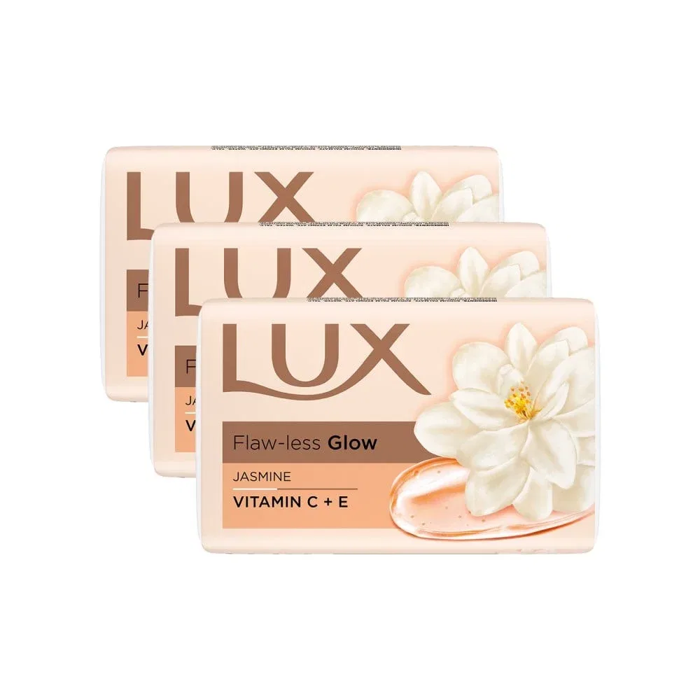 Lux Flawless glow Jasmine & Vitamin C+E Bathing Soap,  Mega Pack  (3 x 150 g)