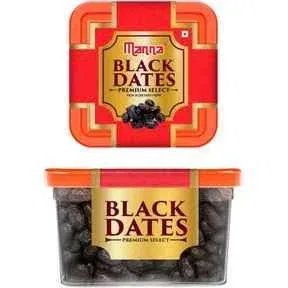 Manna Black Dates 400g, Select Premium Organic Handpicked Dates