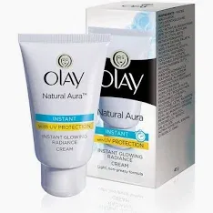 OLAY Natural Aura Instant Radiance Cream with Vitamin B3, Pro B5, E and UV Protection