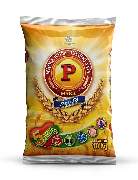 P Mark 11Kg Whole Wheat Chakki Atta, 10+1Kg Free