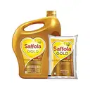 Saffola Gold Refined Cooking oil,  5 Litre Jar + Free 1 Litre Pouch – image 1