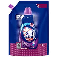 Surf Excel Matic Front Load Liquid Detergent, 1L Refill Pouch Removes Tough Dried Stains