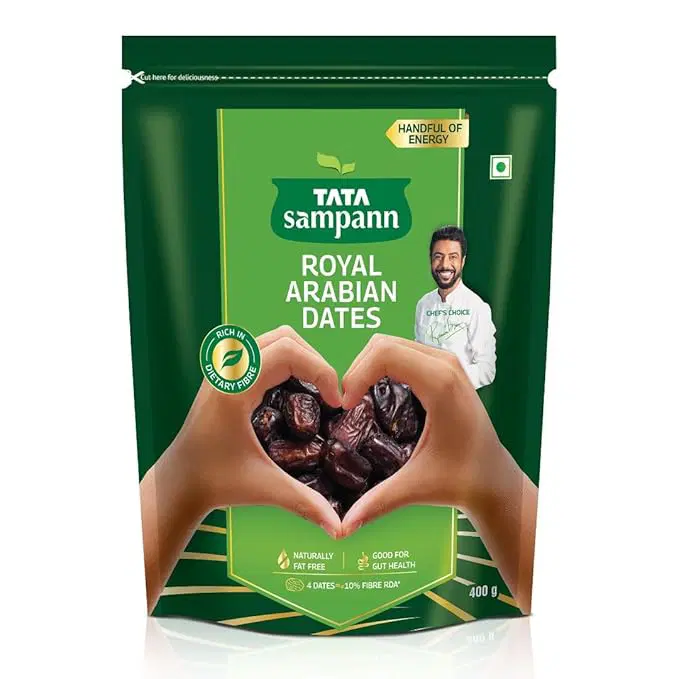 Tata Sampann Premium Royal Arabian Dates, 400g, Rich in Fibre, Naturally Sweet.