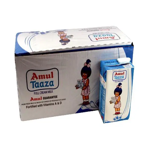 Amul Taaza Homogenised Toned Milk, 12 Ltr Full Box