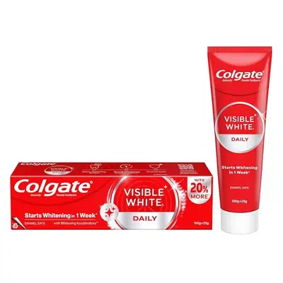 Colgate Visible White Daily Anticavity Toothpaste, 100 g + 20g Free