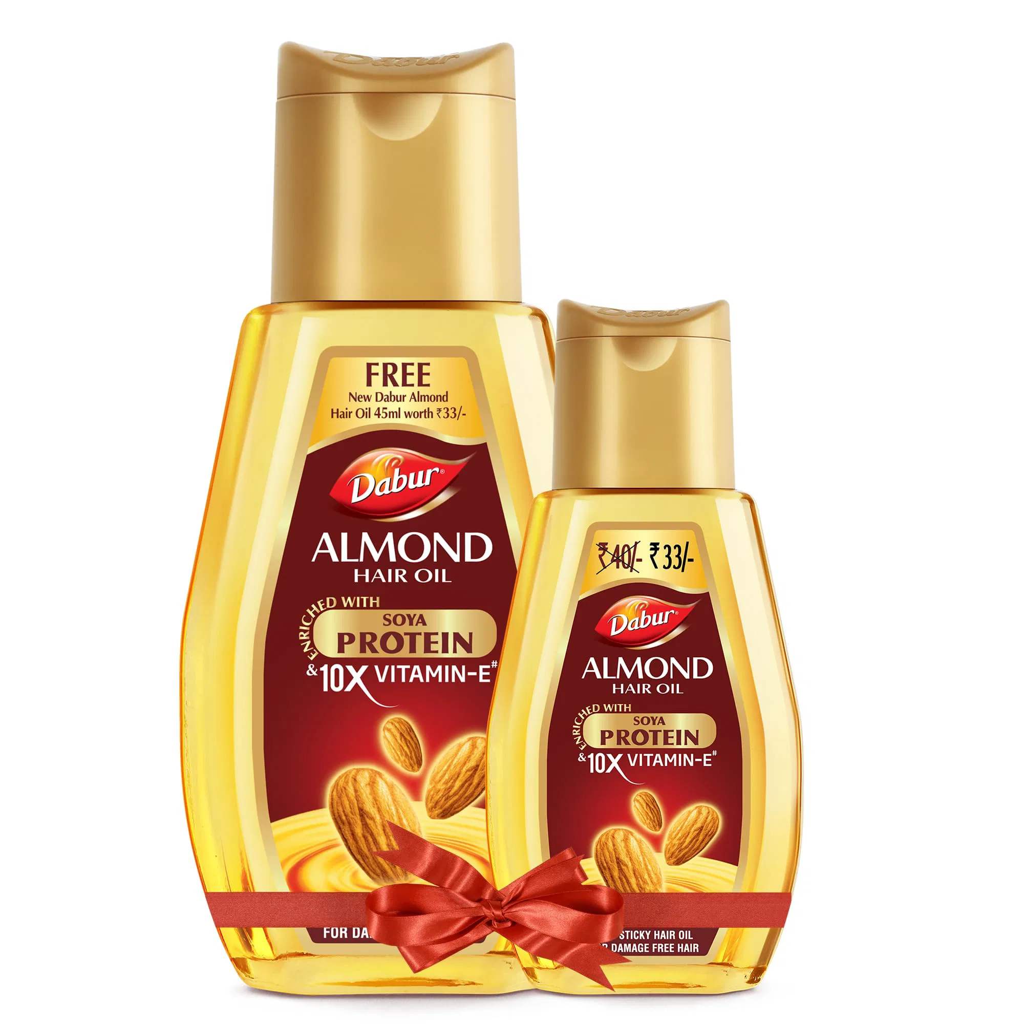 Dabur Almond Hair Oil, 95ml + Free 50ml, Provides Damage Protection, Non Sticky Formula.