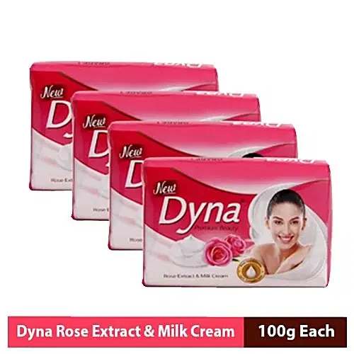 Dyna Premium Beauty Rose Extract & Milk Cream Bath Soap, 100 g (Pack of 5)