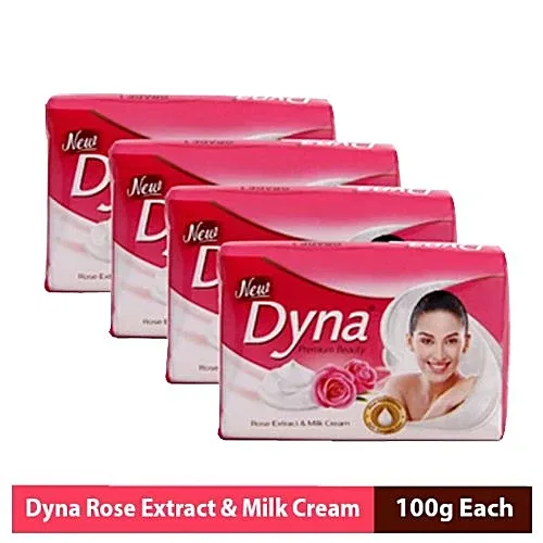 Dyna Premium Beauty Rose Extract & Milk Cream Bath Soap, 100 g (Pack of 5)