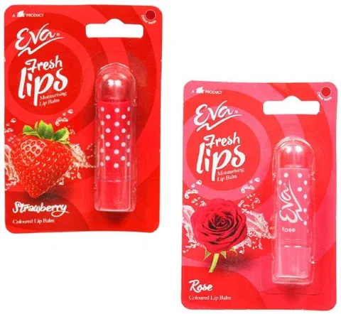EVA Fresh Lips Lip Balm (Rose + Strawberry) (4.5 gm + 4.5 gm) Rose & Strawberry