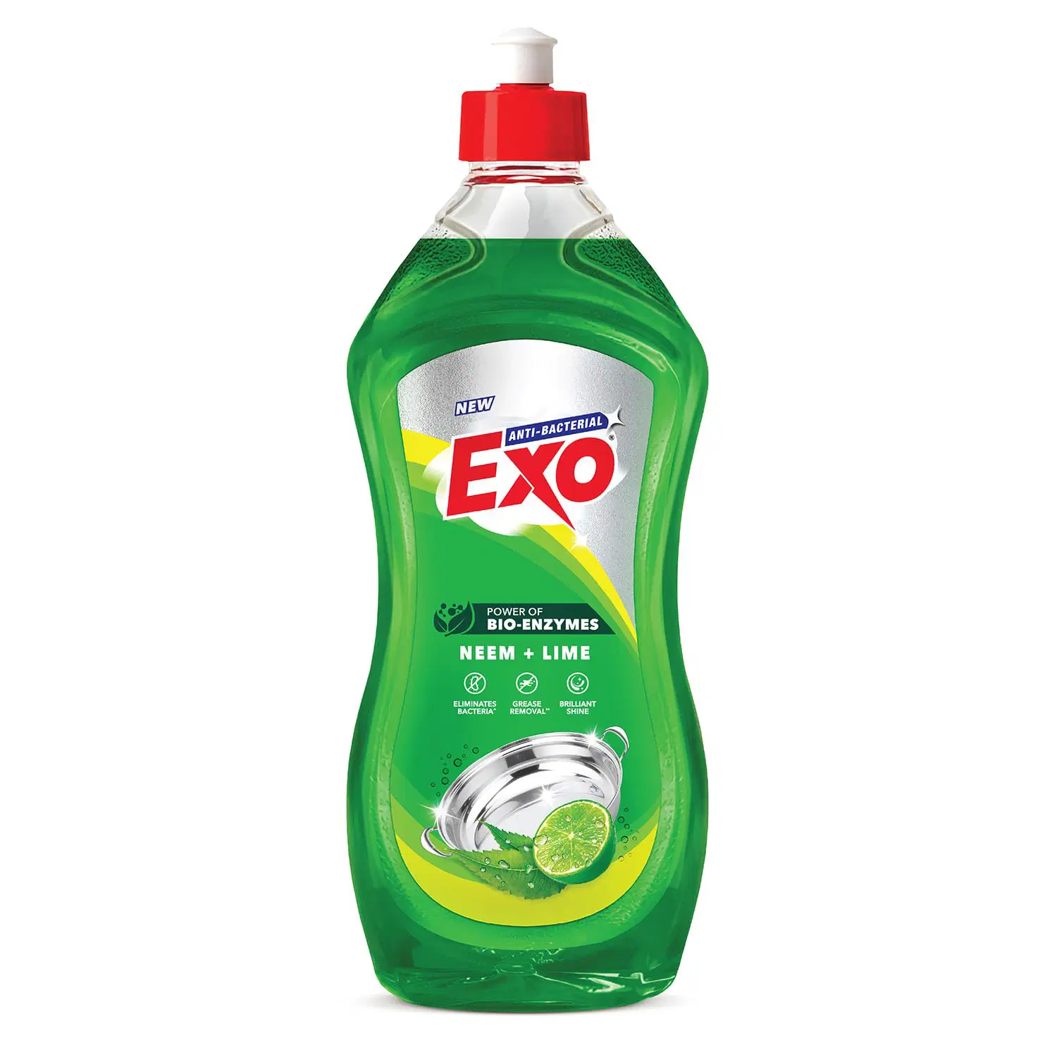 Exo Liquid Dishwash Gel, Anti Bacterial, Neem & Lime, Pet Bottle
