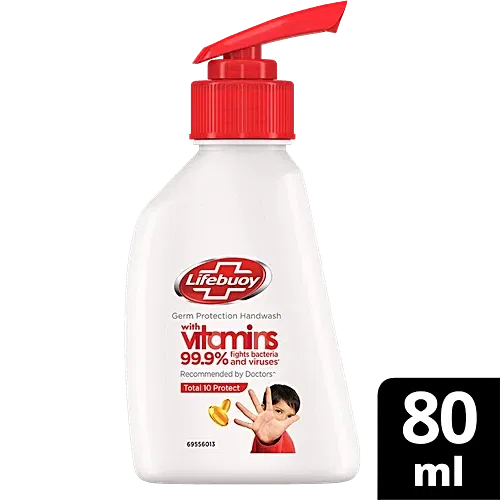 Lifebuoy Total 10+ Handwash - 99.9% Germ Protection, 80 ml Pump