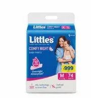 Little's Premium Baby Diaper M74, (Medium) Pants, 7 to 12Kgs