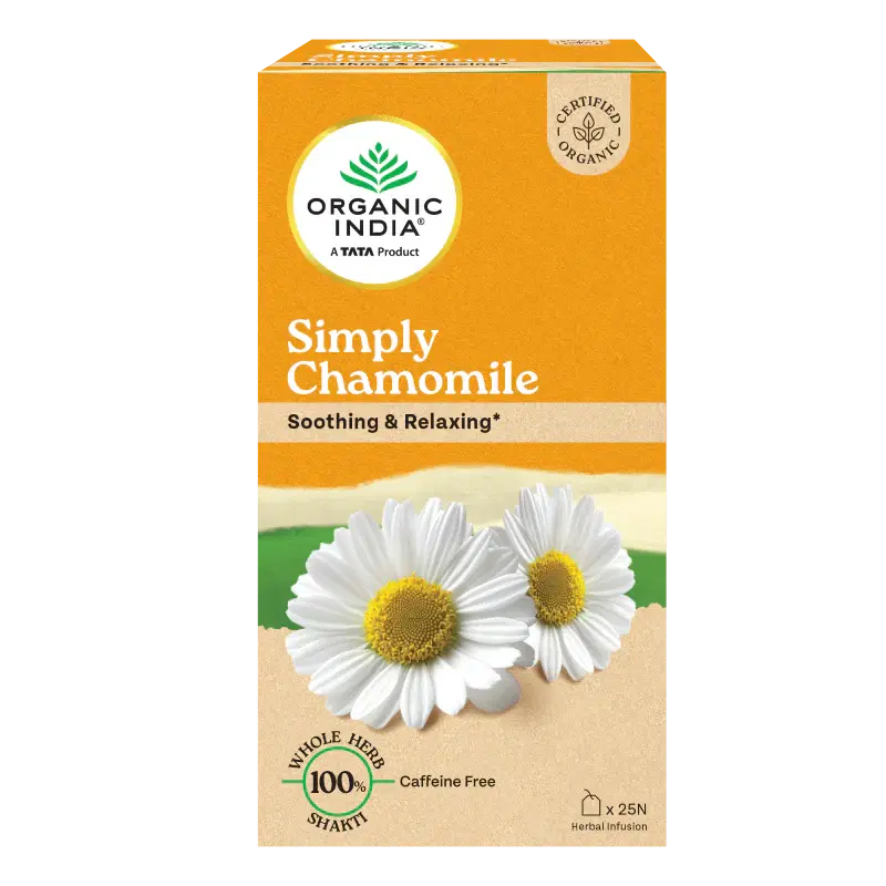 Organic India Green Tea Simply Chamomile Green Tea -25 Tea Bags, Soothing & Relaxing