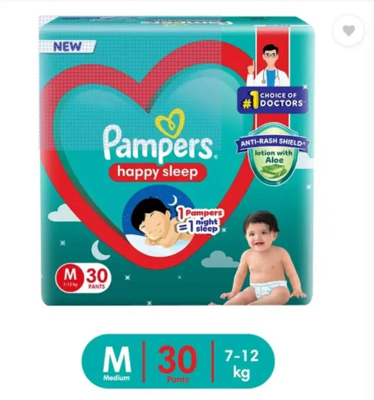 Pampers M30 Pants, Happy Sleep Pant, (Medium 7-12Kg)  Baby Diaper