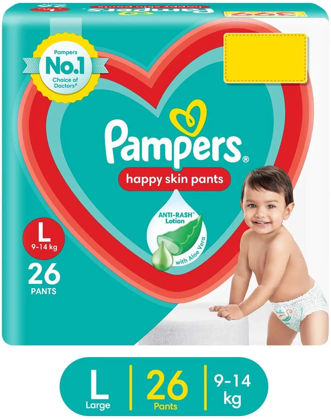 Pampers L26 Pants, Happy Sleep Pant, (Large 9-14Kg) Baby Diaper