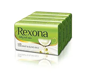 Rexona Coconut and Olive Oil Soap For Silky Smooth Skin, Saver Pack of 4 