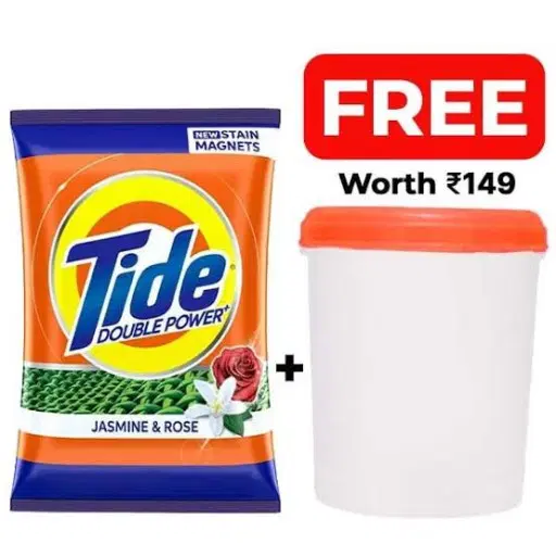 Tide Plus Detergent Powder Jasmine & Rose, 3Kg with Free Container