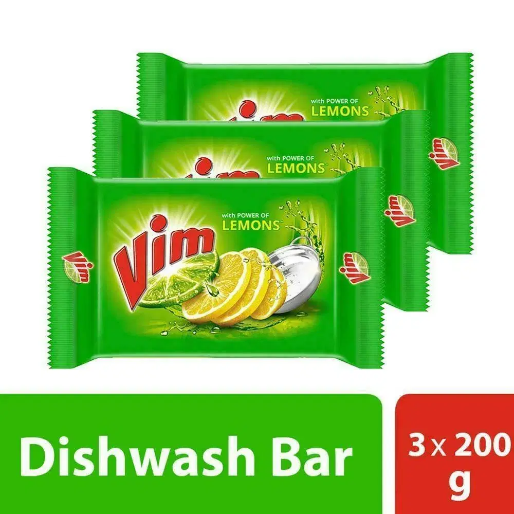Vim Dishwash Lemon Bar Super Saver Pack (Pack of 3), 200g Each